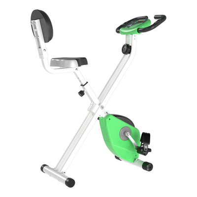 HOMCOM Folding Exercise Bike, Fitness Bicycle Indoor Trainer, Quiet 8-Level Magnetic Resistance, with LCD Monitor, Pulse Sensor and Wheels for Sport Maison and Cardio Training, Green 