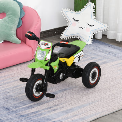 HOMCOM Toddler Pedal Motorcycle Kids Ride On Tricycle Early Learning w/ Music Lights Handlebar Stickers Exercise Boys Girls Gift for Kids 18 - 36 Months Green 