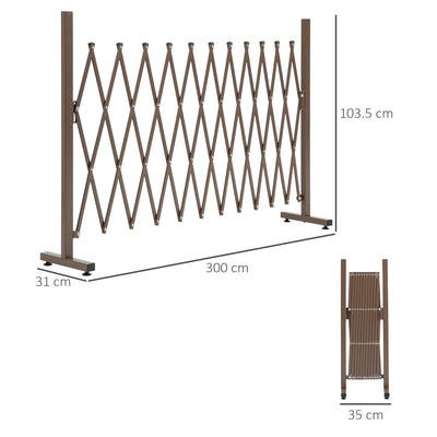 Outsunny Expanding Trellis Fence Freestanding Movable Fence Foldable Garden Screen Panel Aluminum, 300cm x 103.5 cm, Dark Brown 