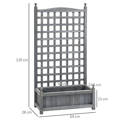 Outsunny Garden Planters with Trellis for Climbing Vines, Wood Raised Beds for Garden, Flower Pot, Indoor Outdoor, Grey 