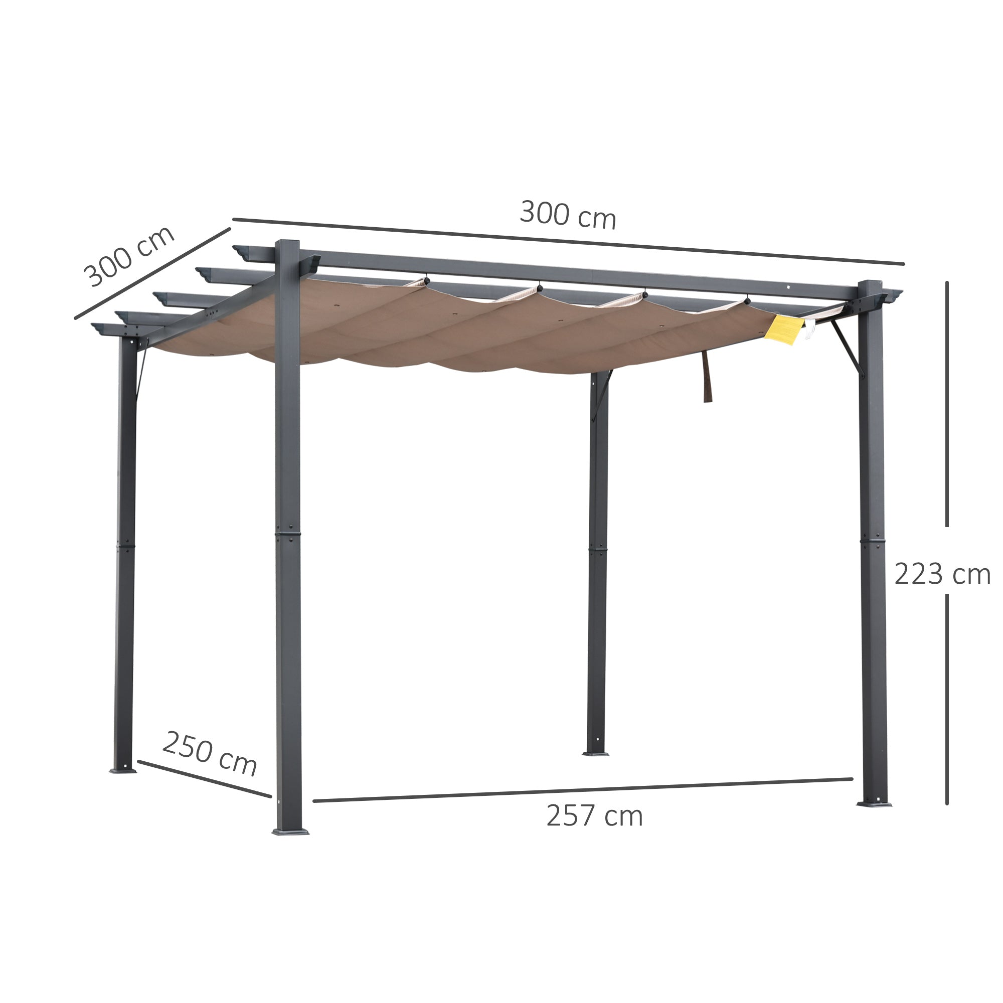 Outsunny 3 x 3(m) Aluminium Pergola Canopy Gazebo Awning Outdoor Garden Sun Shade Shelter Marquee Party BBQ, Brown 