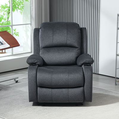 HOMCOM Microfibre Manual Reclining Armchair, with Footrest - Black 