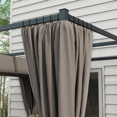 Outsunny 3 x 3m Moving Canopy Metal Pergola, with Curtains - Grey 