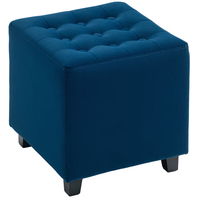 HOMCOM Velvet-Feel Square Ottoman - Blue 
