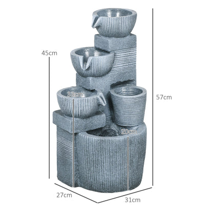 Outsunny Solar Powered Outdoor Water Fountain - Dark Grey 