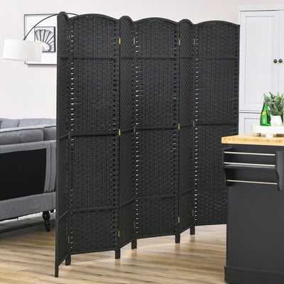 HOMCOM 6 Panel Folding Room Divider, Freestanding Privacy Screen for Living Room, Bedroom and Office, 240 x 170cm, Black 