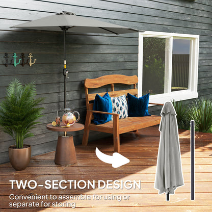 Outsunny Half Round Parasol Umbrella - Light Grey 