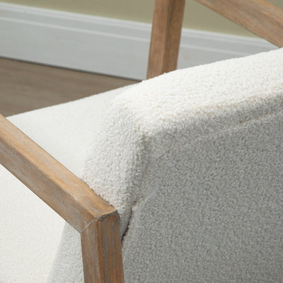 HOMCOM Rocking Chair, Upholstered Sofa Armchair with Cushion and Wood Base for Living Room and Bedroom, Cream White 