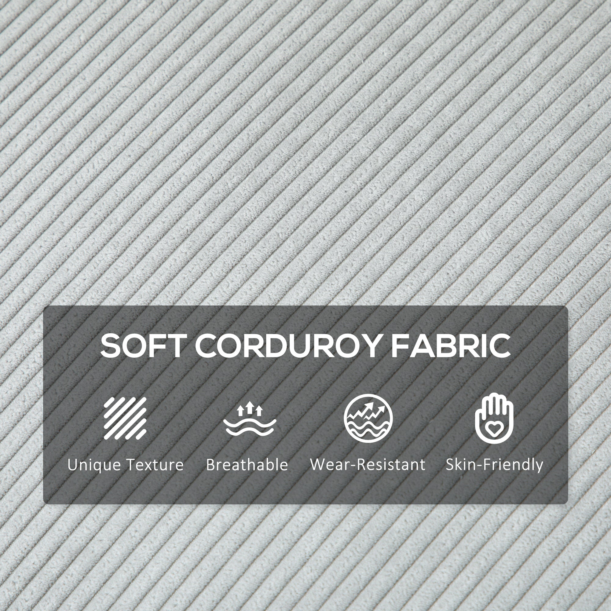 HOMCOM Three-Seater Corduroy - Light Grey 