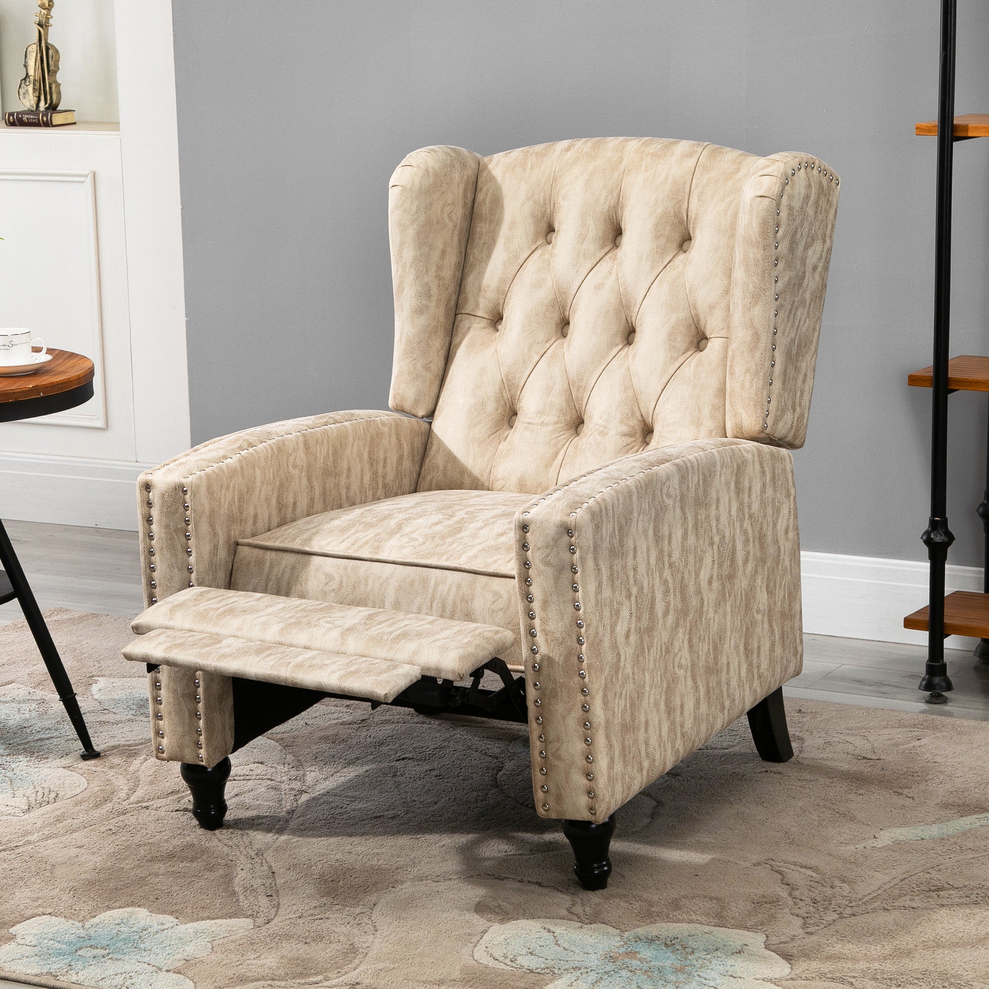 HOMCOM Chesterfield-Style Reclining Armchair - Beige 