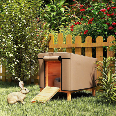 PawHut Waterproof Rabbit Hutch Cover for X-D2-0047 and Similar Model Rabbit Hutch, 43 x 52 x 37 cm, Brown 