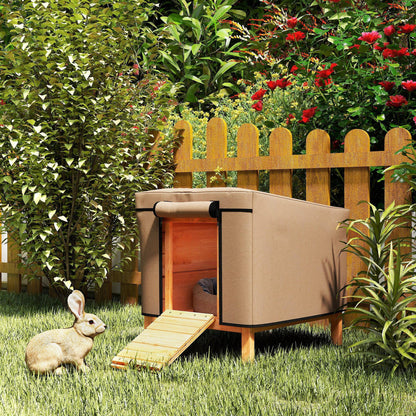 PawHut Waterproof Rabbit Hutch Cover for X-D2-0047 and Similar Model Rabbit Hutch, 43 x 52 x 37 cm, Brown 