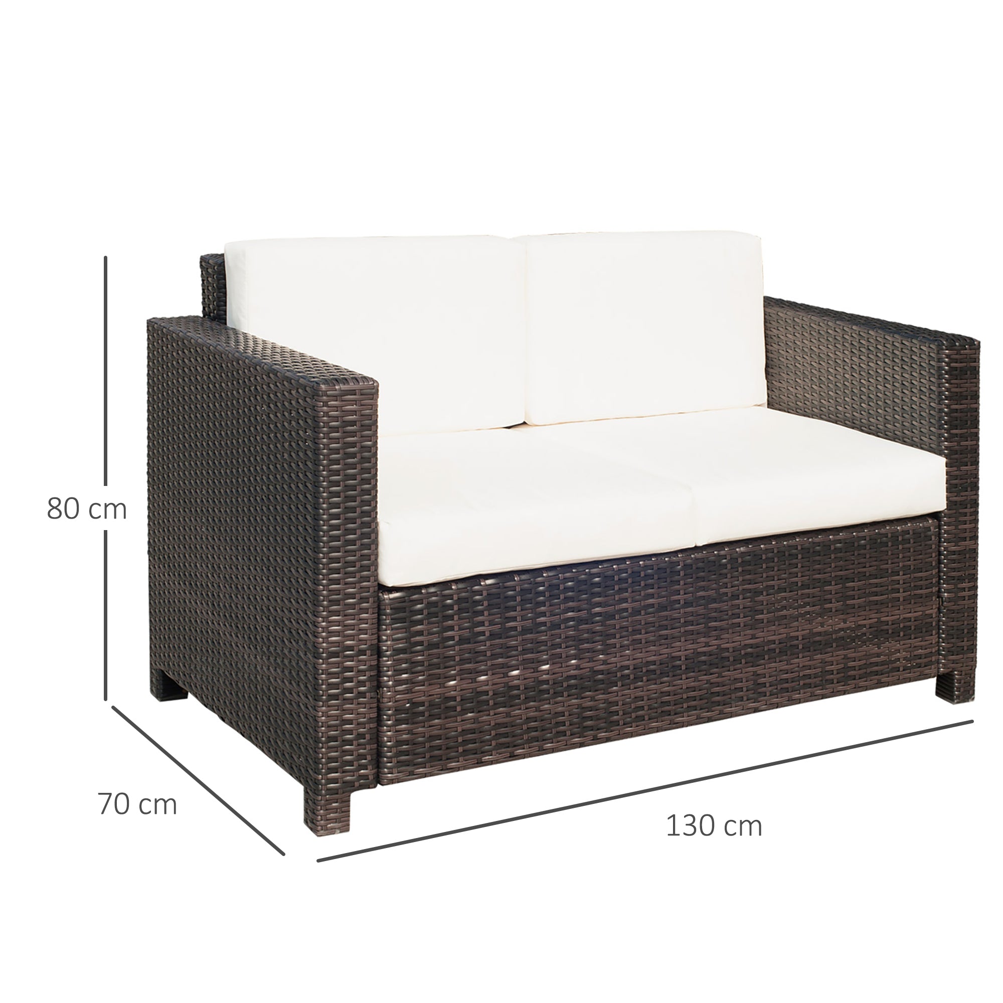 Outsunny Two-Seater Rattan Sofa - Brown 