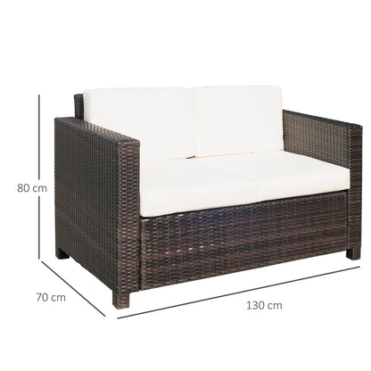 Outsunny Two-Seater Rattan Sofa - Brown 