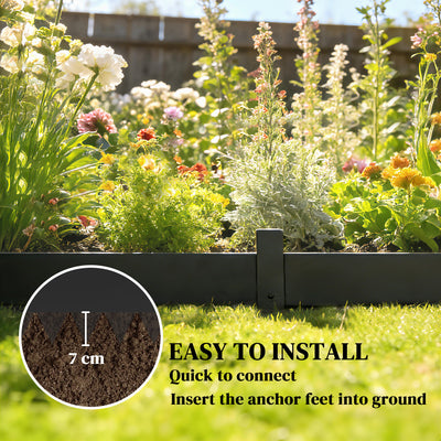 Outsunny 5pcs Garden Fence, Metal Picket Fence Panels, 115x15cm, Black 