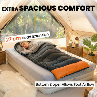 Outsunny Sleeping Bag for Adults, Lightweight & Compact Sleeping Bag, 3 Seasons, Grey 