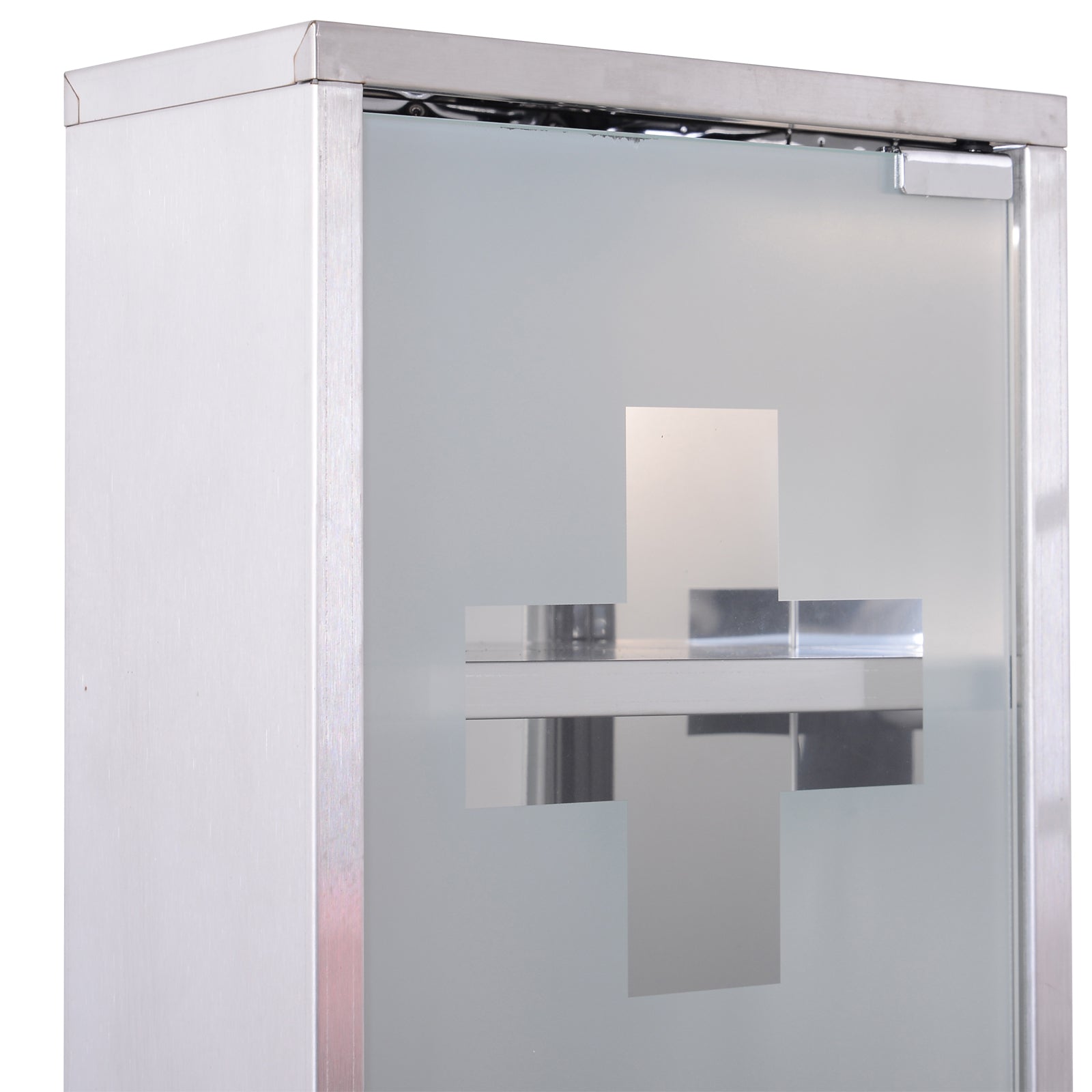 HOMCOM Stainless Steel wall mounted Medicine Cabinet with 2 Shelves + Security Glass Door Lockable 48 cm(H) 