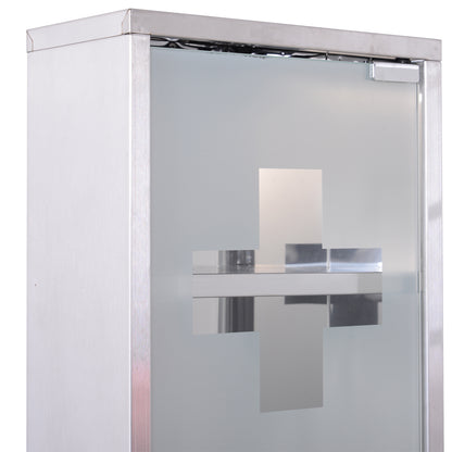 HOMCOM Stainless Steel wall mounted Medicine Cabinet with 2 Shelves + Security Glass Door Lockable 48 cm(H) 