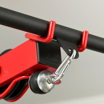 SPORTNOW Pull Up Station, Power Cage with Adjustable Seat, for Home Gym - Red 