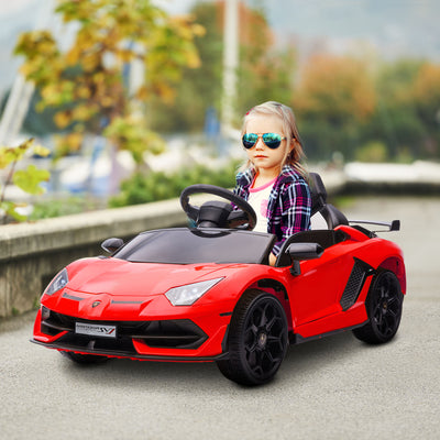 HOMCOM Lamborghini Licensed 12V kids Electric Car w/ Butterfly Doors, Remote, Music, Horn, Suspension - Red 