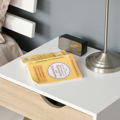 HOMCOM Bedside Table with Drawer and Shelf, Modern Nightstand, End Table for Bedroom, Living Room, White 