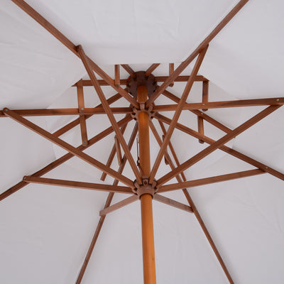 Outsunny 2.7m Elegant Wooden Frame Parasol Umbrella - Cream White 