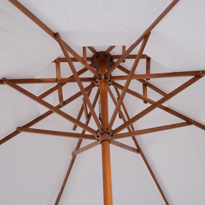 Outsunny 2.7m Elegant Wooden Frame Parasol Umbrella - Cream White 