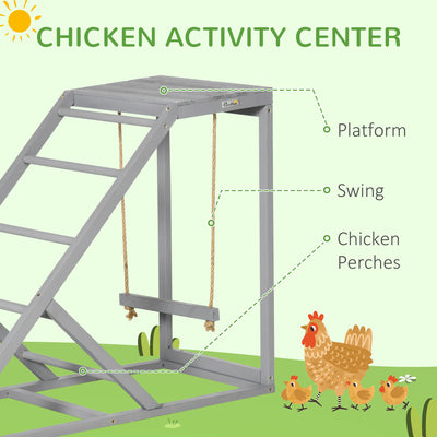 PawHut Wooden Chicken Coop Toy with Swing, Ladder, Platform, Grey 