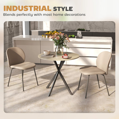 HOMCOM 80cm Industrial Round Dining Table - White Oak 