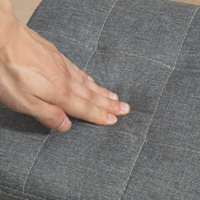 HOMCOM Linen-Look Square Padded Footstool - Grey 