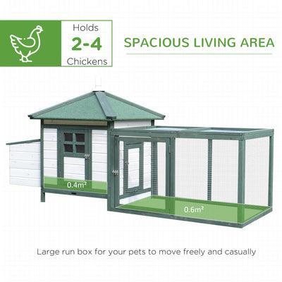 PawHut Chicken Coop, Small Animal Pet cage w/ Nesting Box, Wooden Outdoor Run, Green 