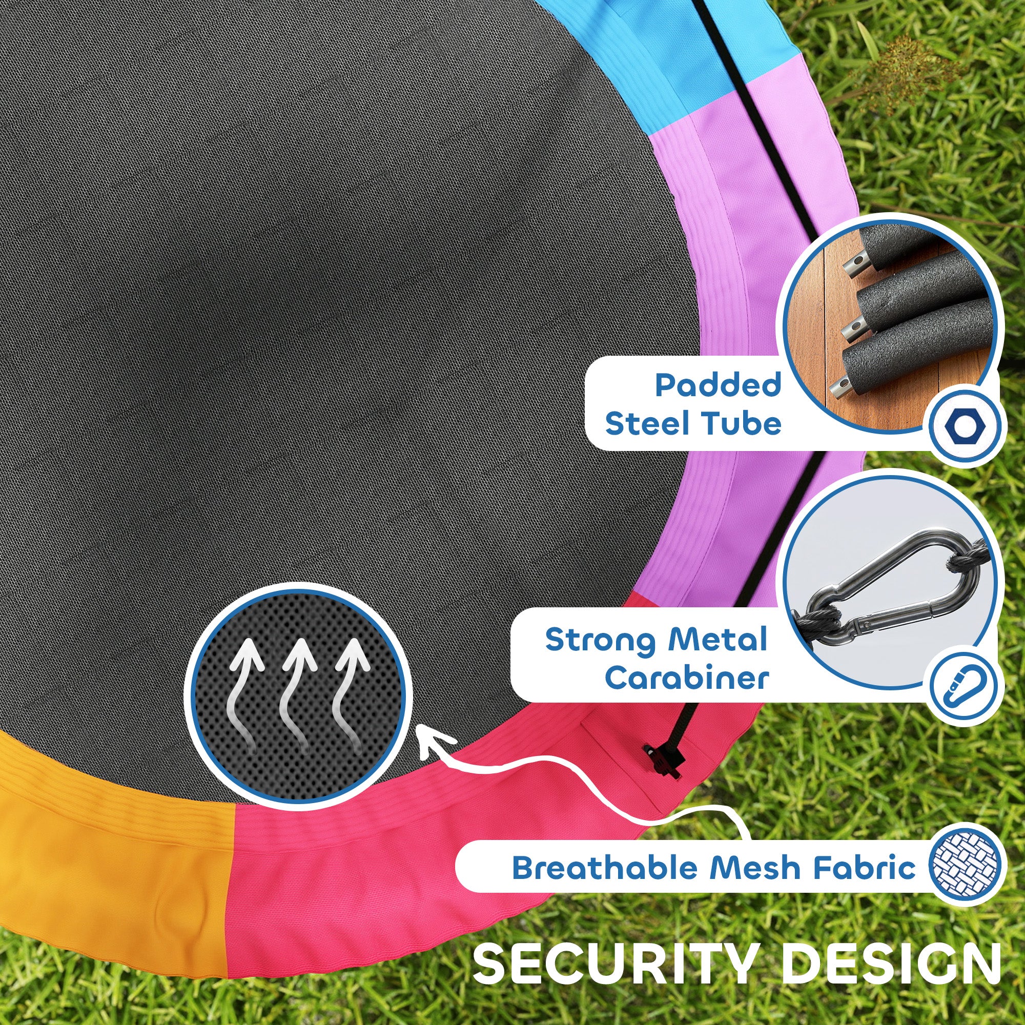 AIYAPLAY Tree Swing Seat, 120cm Kids Saucer Swing with Adjustable Ropes and Tree Straps, 300kg Capacity, Multicolour 