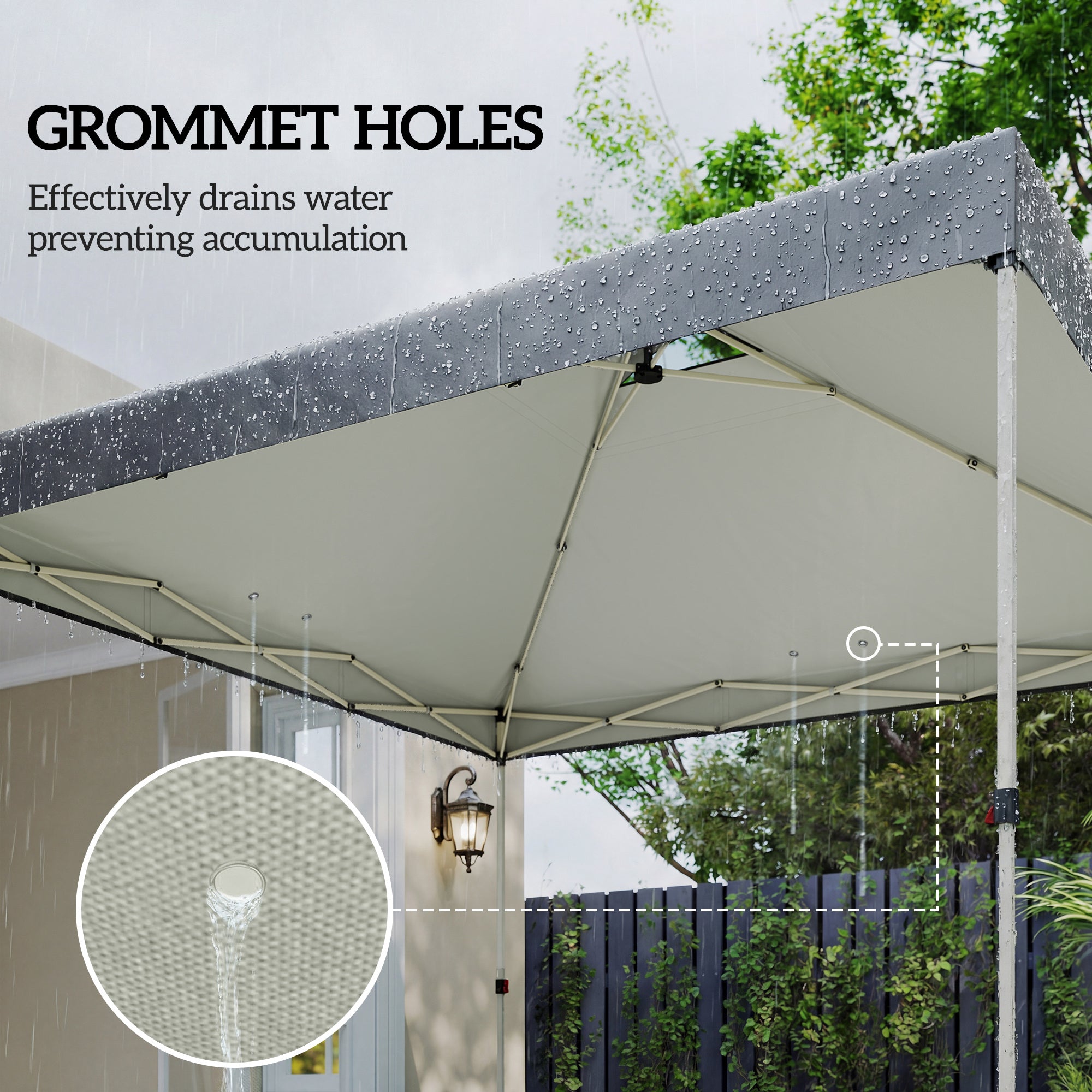 Outsunny Gazebo Roof Replacement UV50+ Waterproof Pop Up Canopy Cover with 8 Drainage Holes 3 x 3 m Dark Grey 