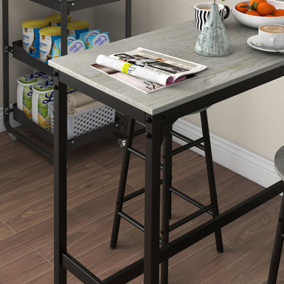 HOMCOM 3 Piece Bar Table Set with 2 Stools, Industrial Bar Table and Stool Set, Dining Table and Chair Set, Grey 