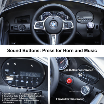 HOMCOM Kids Electric Ride On Car 6V Licensed BMW 6GT W/ Remote-Black 