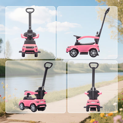 AIYAPLAY Land Rover Discovery Licensed Baby Push Car, 2-in-1 Ride on Car with Push Handle and Safety Guardrail, Pink 