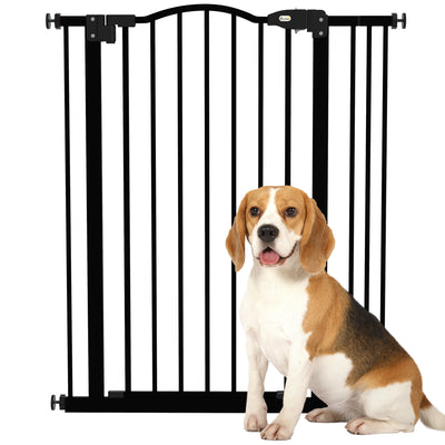 PawHut Metal Pet Safety Gate Dog Gate Folding Fence 74-87cm, Black 