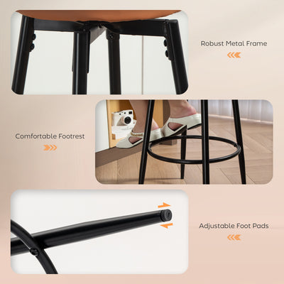 HOMCOM Set of Two Faux Leather Bar Stools - Brown/Black 