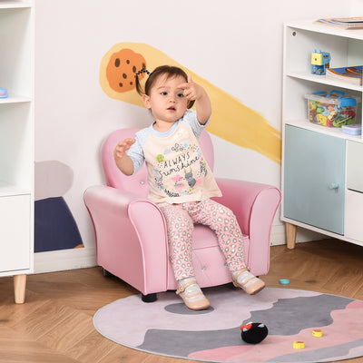 HOMCOM Kids Armchair Toddler Chair Seating Relax Playroom Seater Girl Princess Pink 