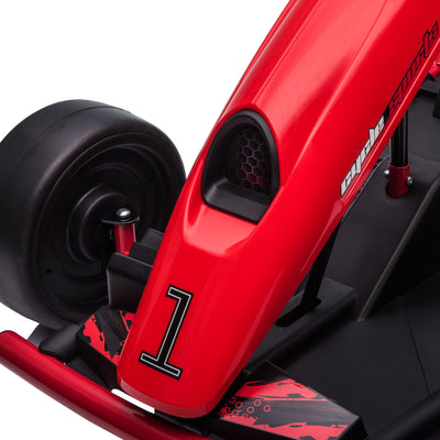 HOMCOM 24V Electric Go Kart for Kids, Drift Ride-On Racing Go Kart with 2 Speeds, for Boys Girls Aged 8-12 Years Old, Red 