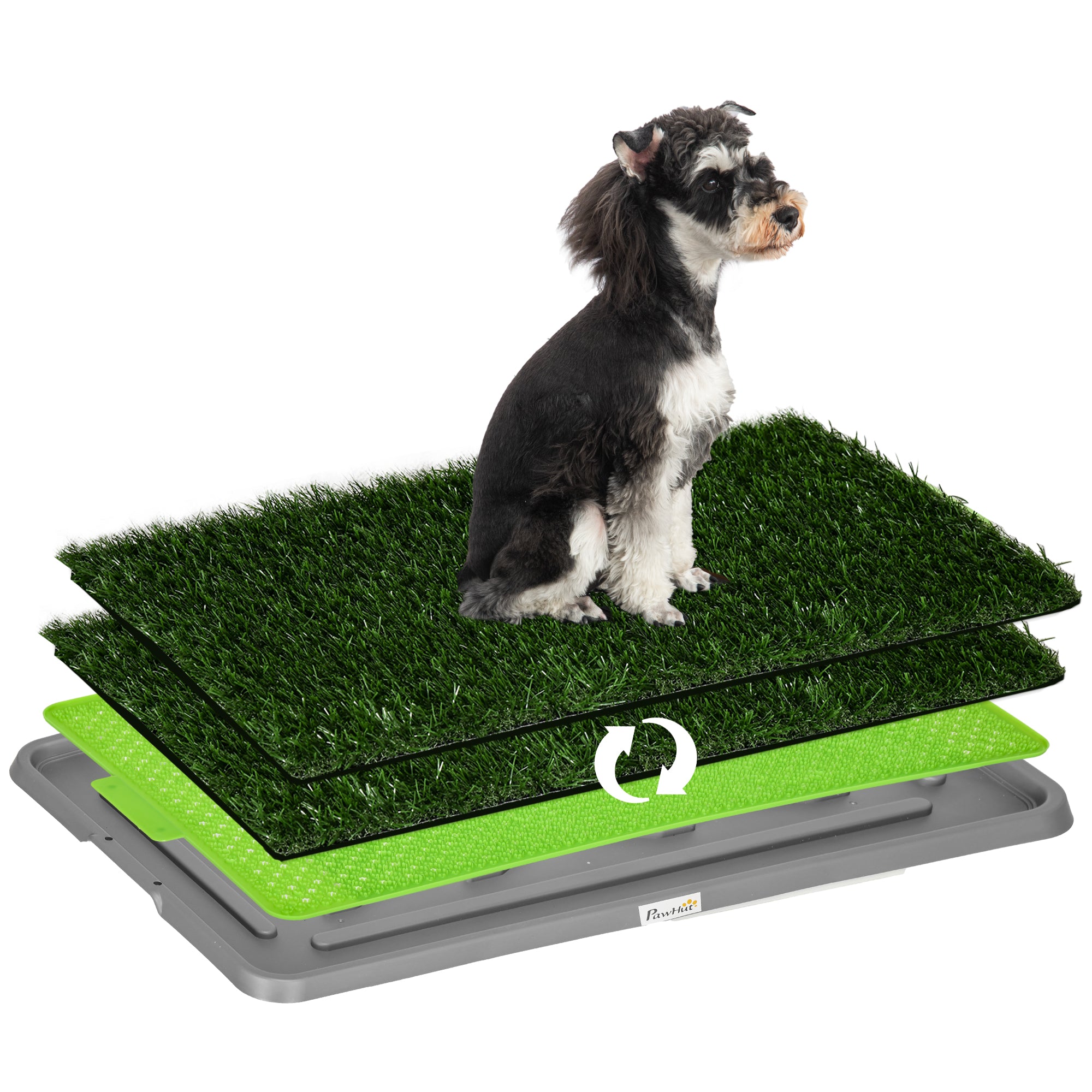 PawHut Artificial Grass Dog Toilet with Tray for Potty Training Indoor Outdoor, 2 Packs, 67 x 41cm 