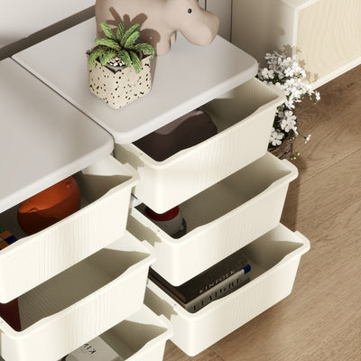 HOMCOM Kids Storage Unit, with Nine Drawers - Cream 