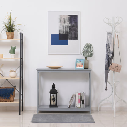 HOMCOM Console Table Hallway Desk w/Storage Shelf, X Design for Living Room Entryway, Grey 