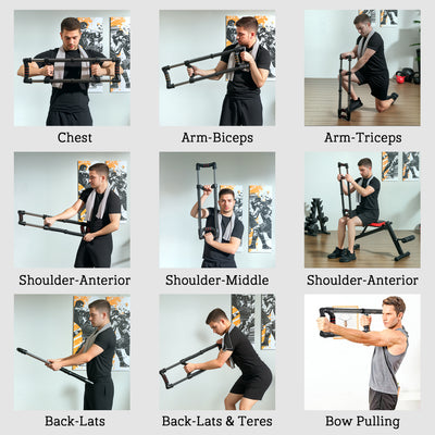 SPORTNOW Chest Expander, with 10-50kg Adjustable Resistance, for Home Gym, Office, Travel Workout 