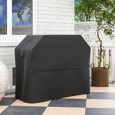 Outsunny BBQ Cover for Rectangular Gas Grill, 600D UPF30+ Oxford Fabric Barbecue Cover for Waterproof Protection Rip-Proof, with Windproof Hook and Loop Fasteners, Vents, 147 x 61 x 122 cm, Black 