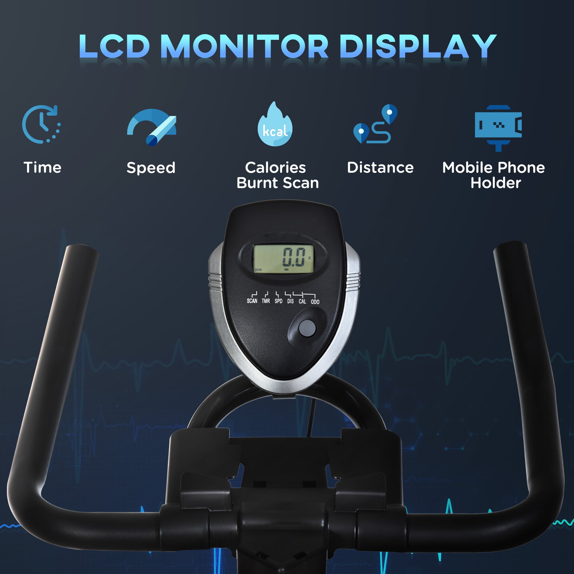 HOMCOM Indoor Stationary Exercise Bike 6kg Flywheel Fitness Cardio Workout Bke Trainer for Home Gym w/ Adjustable Resistance LCD Monitor Pad and Bottle Holder Black 