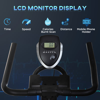 HOMCOM Indoor Stationary Exercise Bike 6kg Flywheel Fitness Cardio Workout Bke Trainer for Home Gym w/ Adjustable Resistance LCD Monitor Pad and Bottle Holder Black 