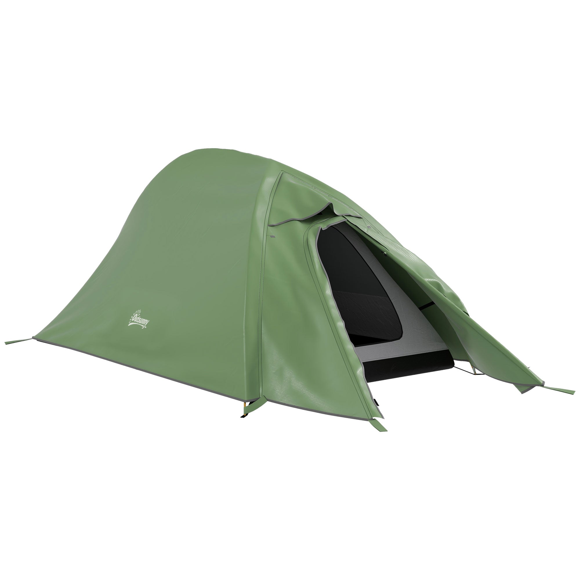 Outsunny Double Layer Camping Tent, 1-2 Man Backpacking Tent with Carry Bag, 2000mm Waterproof and Lightweight, Green 