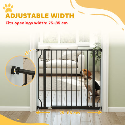 PawHut Extra Wide Dog Gate, with Door Pressure, for Doorways, Hallways, Staircases - Black 