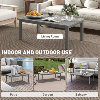 Outsunny 100cm x 60cm Aluminium Outdoor Coffee Table - Grey 